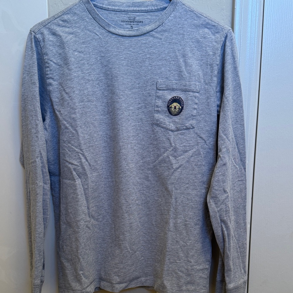 Boy XL Golden Retriever, Vineyard Vines kids Heather Gray Long Sleeve Tee Golden